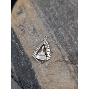 Beau Sterling Birthday Charm • Raised Cake & Candle • Vintage Silver Pendant